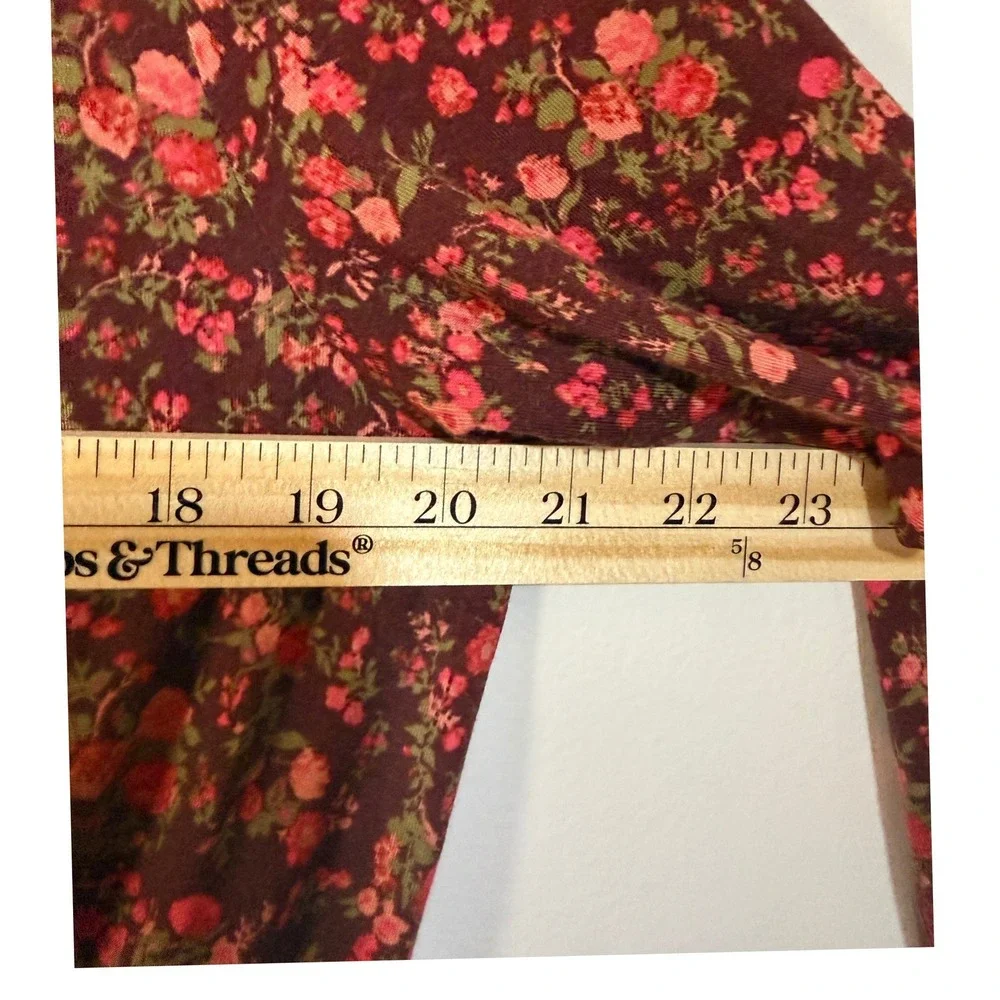 Intimately Free People Bodysuit‎ Medium Burgundy Floral Romantic Whimsical Indie